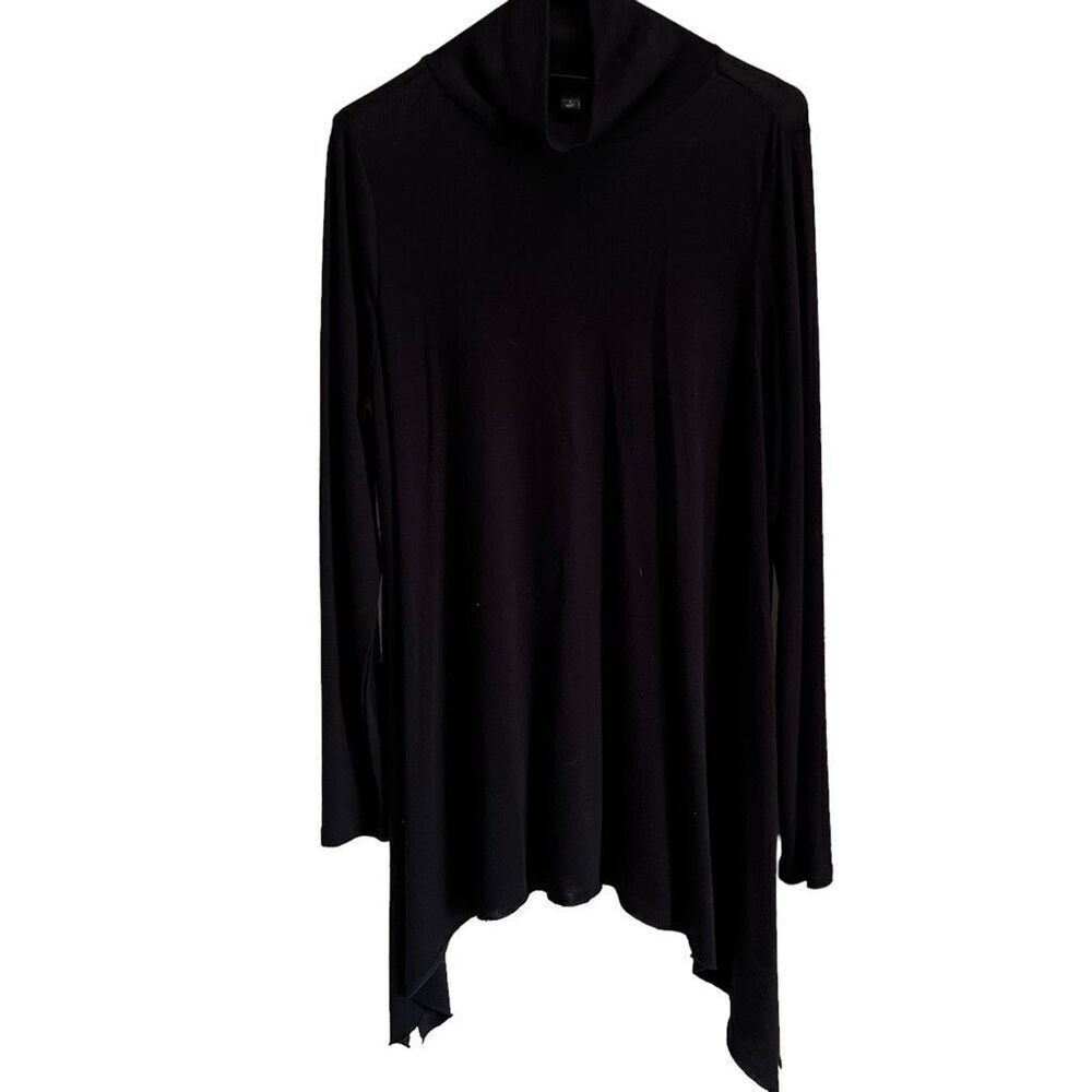 Torrid Asymmetrical Hem Cowl Neck Tunic Top Black Size 1